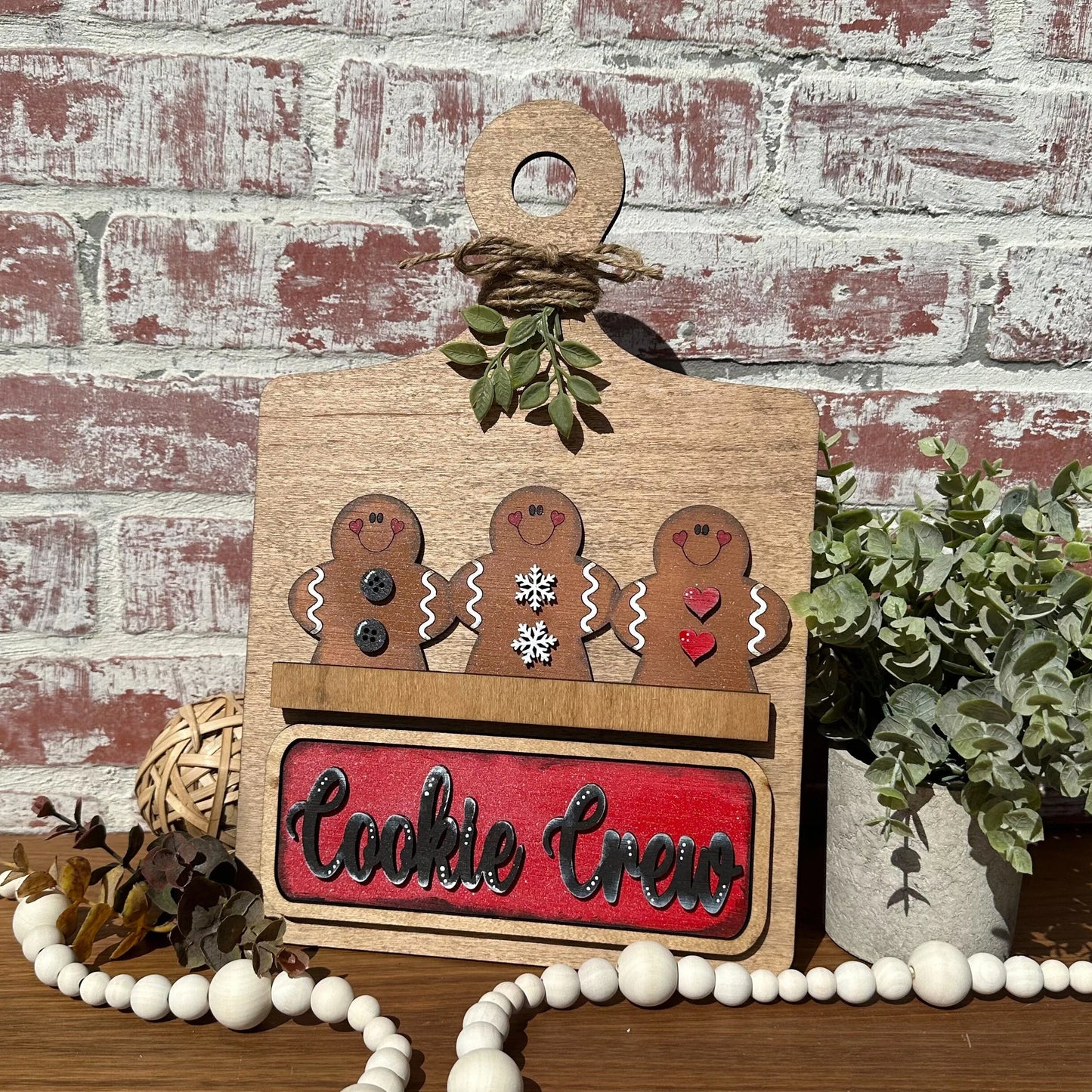 Cookie Crew breadboard insert, GIngerbread insert, Kitchen decor