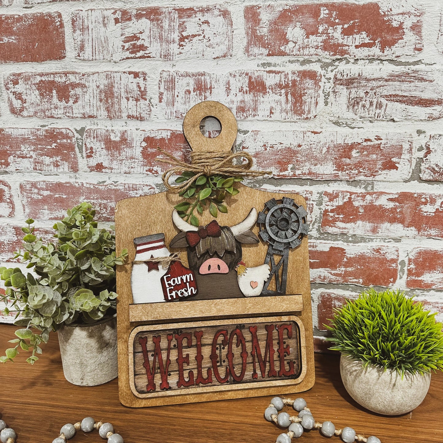 Highland cow breadboard insert, farmhouse decor