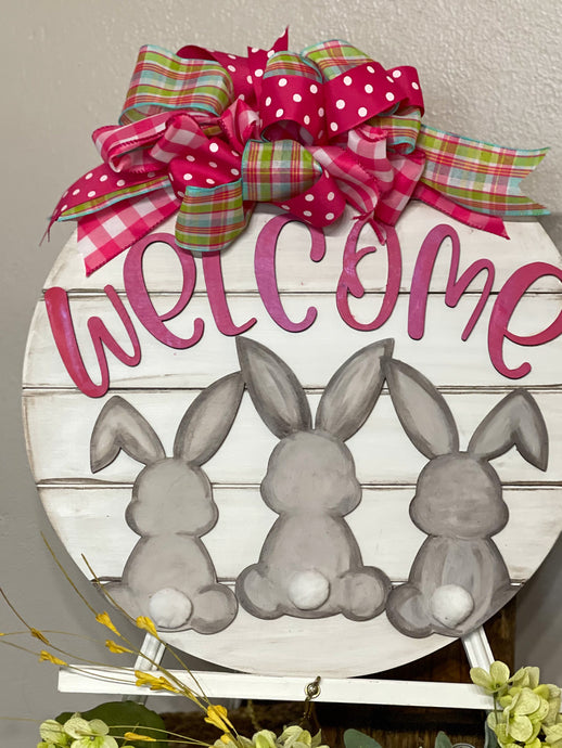 Easter bunny door hanger, Welcome sign, Spring sign, Front door decor