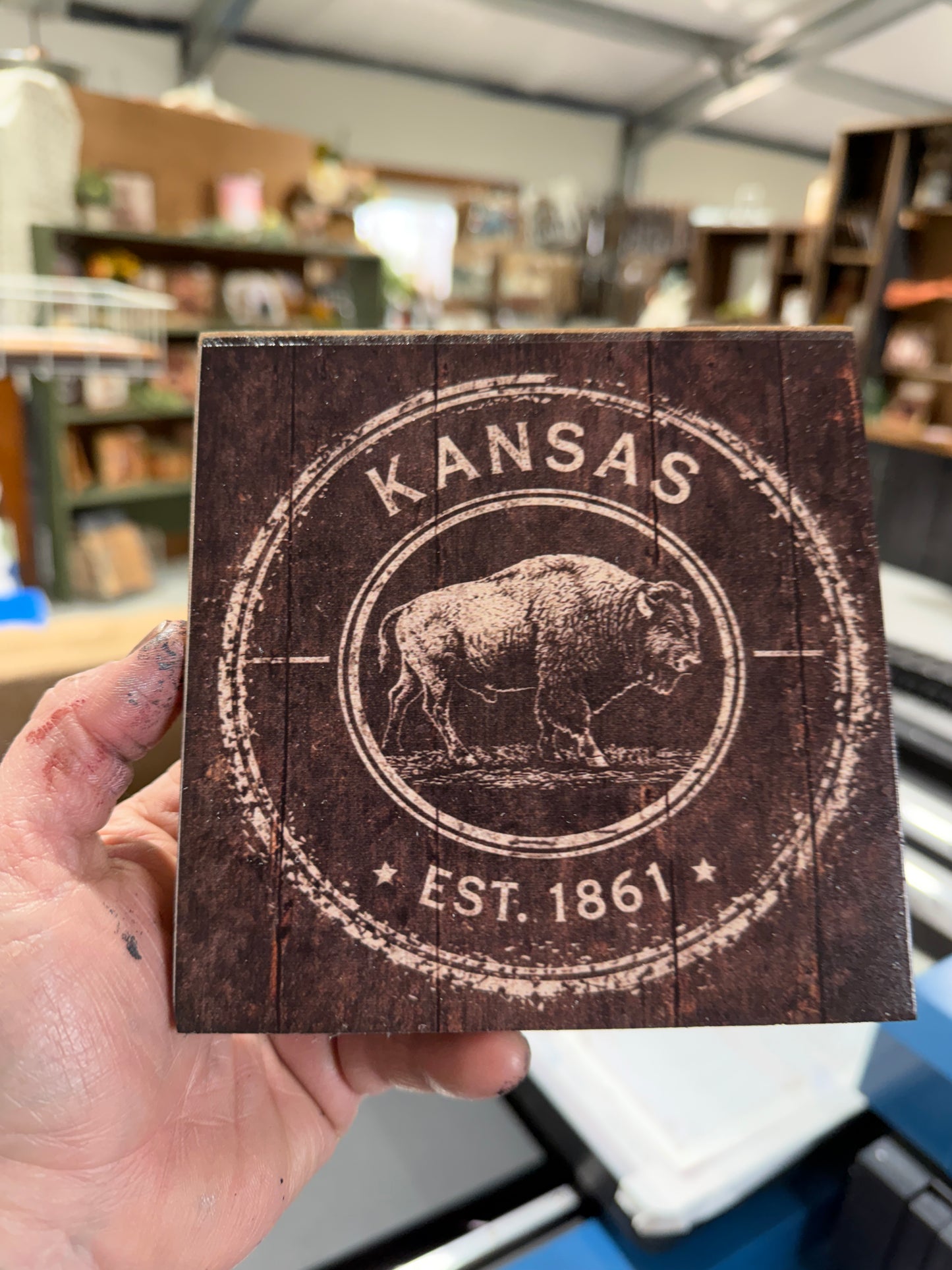 Nebraska/Kansas wood uv printed decor block