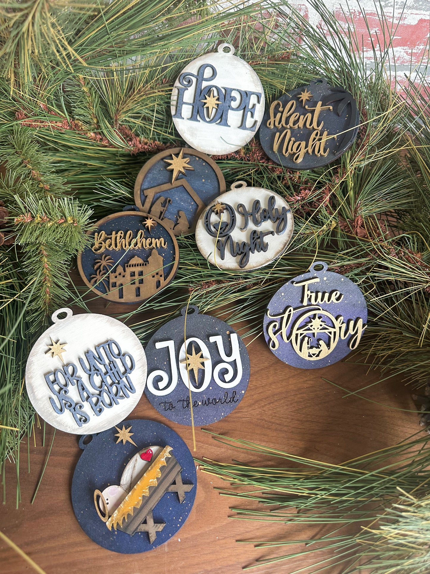 Handcrafted Christmas Ornament Set - Religious Themed Holiday Decorations