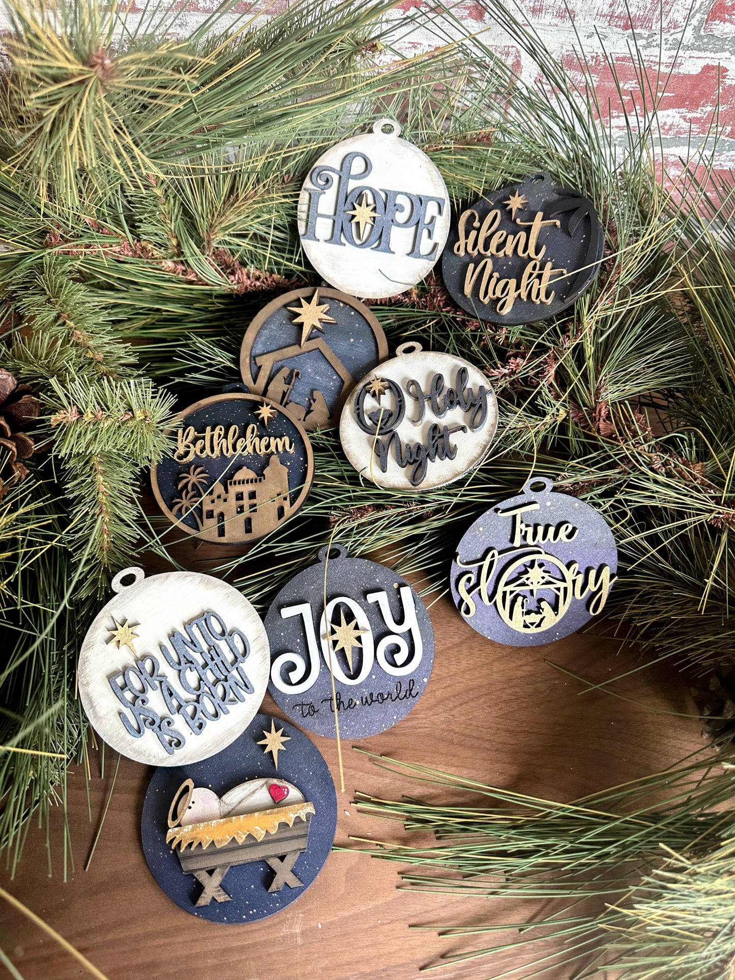 Handcrafted Christmas Ornament Set - Religious Themed Holiday Decorations