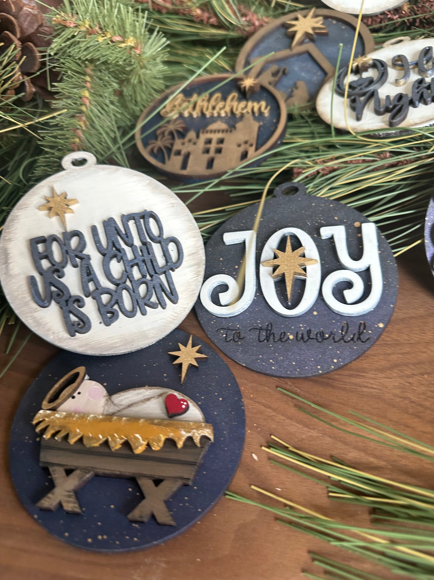 Handcrafted Christmas Ornament Set - Religious Themed Holiday Decorations