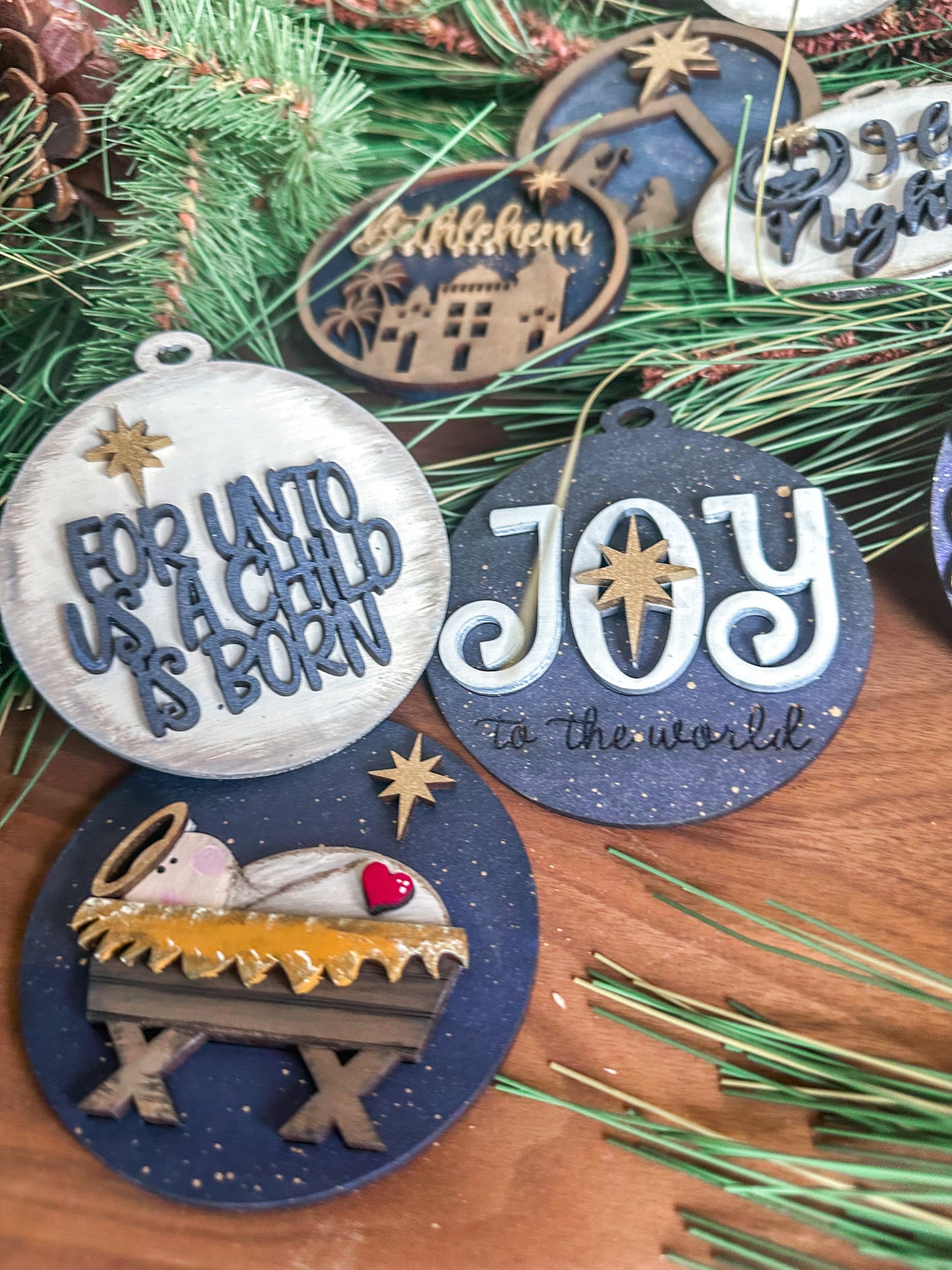 Handcrafted Christmas Ornament Set - Religious Themed Holiday Decorations