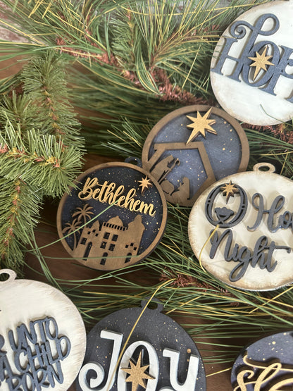 Handcrafted Christmas Ornament Set - Religious Themed Holiday Decorations
