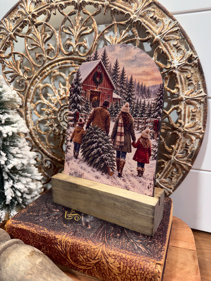 Christmas Tree Farm Family Arch Sign - 5 x 7 UV-Printed Wood Decor