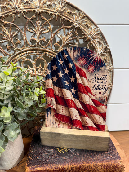 Sweet Land of Liberty Vintage Patriotic Tabletop Sign
