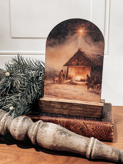 Christmas nativity print, Nativity art,  Christmas mantel decor, Christmas shelf sitter
