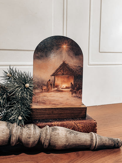 Christmas nativity print, Nativity art,  Christmas mantel decor, Christmas shelf sitter