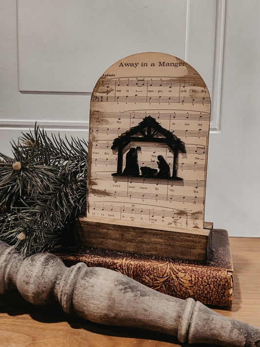 Away in a manager arch sign, Christmas decor, interchangeable arch print