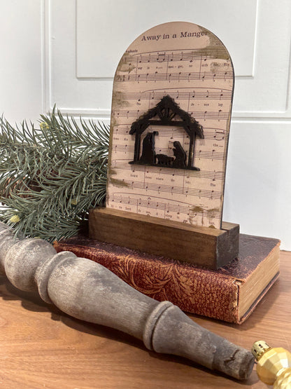 Away in a manager arch sign, Christmas decor, interchangeable arch print