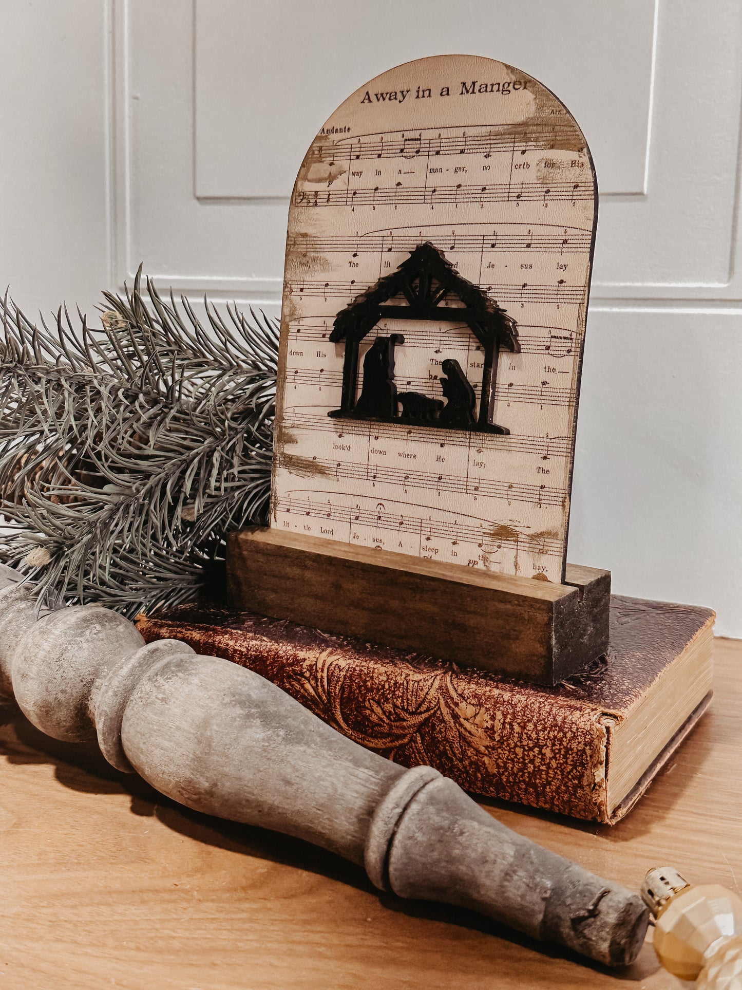 Away in a manager arch sign, Christmas decor, interchangeable arch print