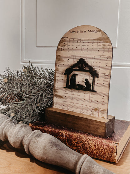 Away in a manager arch sign, Christmas decor, interchangeable arch print