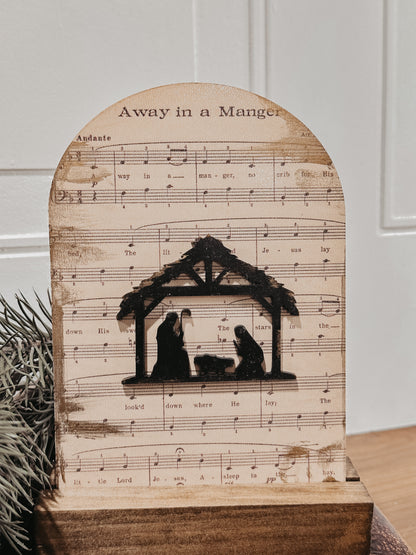 Away in a manager arch sign, Christmas decor, interchangeable arch print