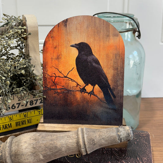 Raven Silhouette | Autumn Farmhouse Tabletop Decor, Raven Silhouette Tabletop Decor | Rustic Autumn Farmhouse Sign