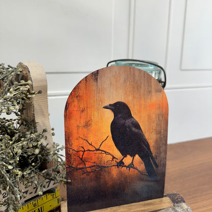 Raven Silhouette | Autumn Farmhouse Tabletop Decor, Raven Silhouette Tabletop Decor | Rustic Autumn Farmhouse Sign