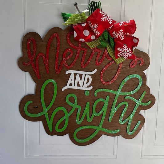 Merry and Bright Door Hanger
