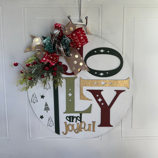Jolly and joyful Christmas door hanger