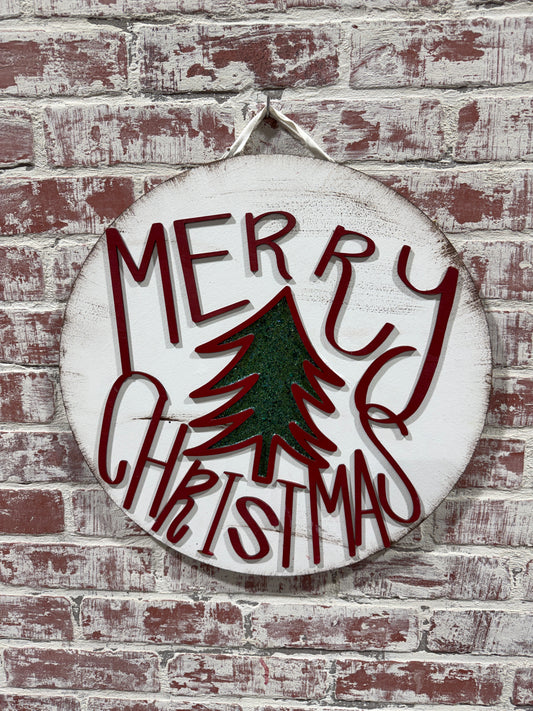 Merry Christmas festive glittery Christmas door hanger