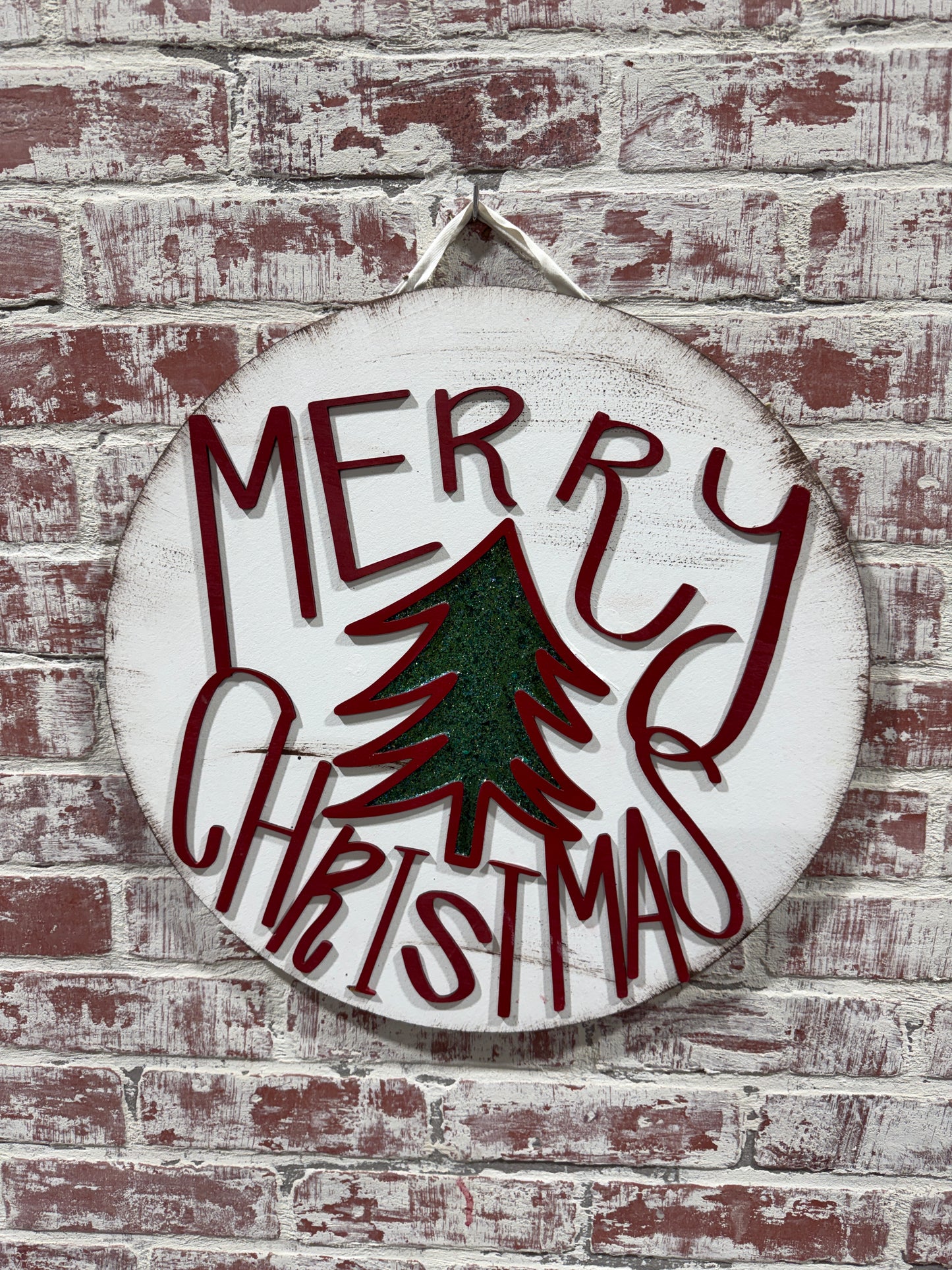 Merry Christmas festive glittery Christmas door hanger