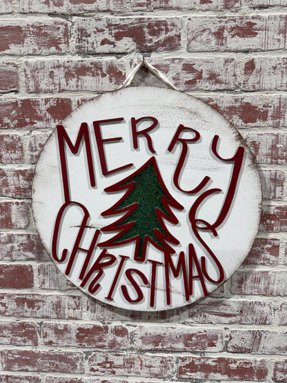 Merry Christmas festive glittery Christmas door hanger