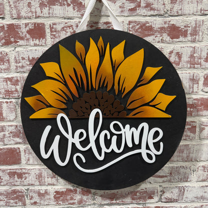 Fall SUnflower door hanger, Sunflower door decor, Welcome sign