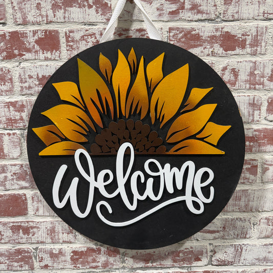 Fall SUnflower door hanger, Sunflower door decor, Welcome sign