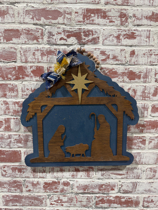 Nativity door hanger, Christmas door hanger,