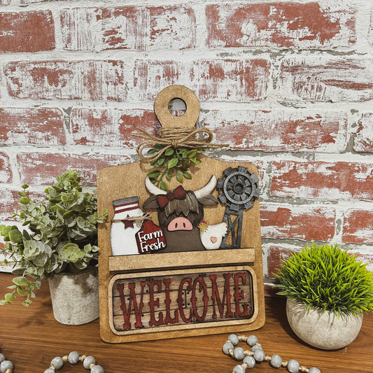 Highland cow breadboard insert, farmhouse decor