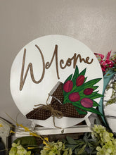 Load image into Gallery viewer, Welcome tulip bouquet door hanger