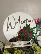 Load image into Gallery viewer, Welcome tulip bouquet door hanger