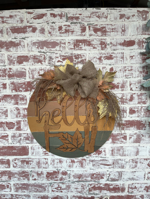 Fall door hanger,  Fall wreath, Fall Door Hanger, Round wooden door hanger,  Welcome sign, Hello sign, Front Door wreath, Front door decor,  Fall Porch Sign