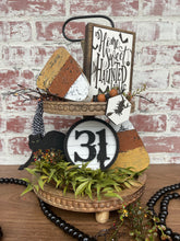 Load image into Gallery viewer, Halloween Tiered tray decor,  laser cut decor, Halloween decor,