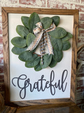 Load image into Gallery viewer, Grateful wall hanger with Magnolia wreath