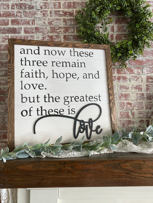 The greatest of these is Love laser cut wood wall decor