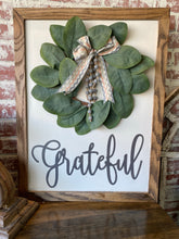 Load image into Gallery viewer, Grateful wall hanger with Magnolia wreath