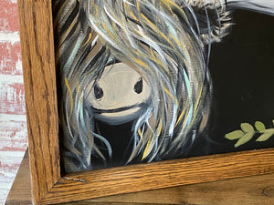 Highland cow hand painted picture